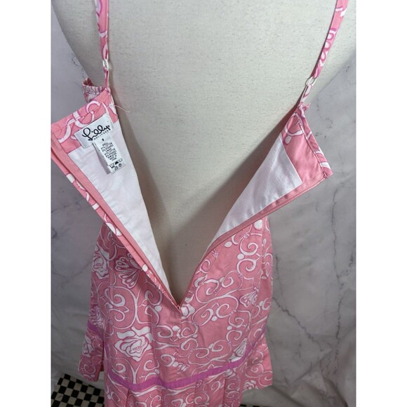 Vintage 90s Lilly Pulitzer Dress Butterfly Roses 1990’s 8 M Pink Pleated Barbie - Picture 8 of 16